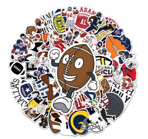 unique american football designs sports 50 diecut sticker pack