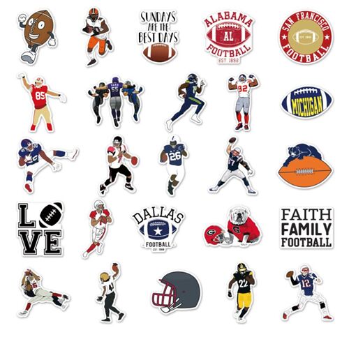 unique american football designs sports 50 diecut sticker pack 6