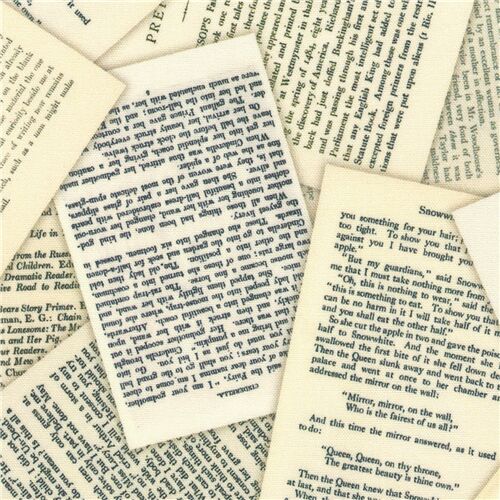 Remnant (17 x 112 cm) - vintage story book pages fabric by Robert Kaufman