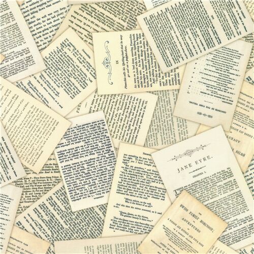Remnant (17 x 112 cm) - vintage story book pages fabric by Robert Kaufman 2