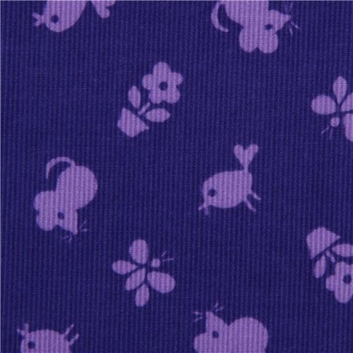 Tissu en velours violet Timeless Treasures, souris, oiseaux Tissu