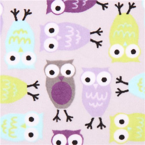 violet owl minky fabric fleece plush Robert Kaufman Fabric