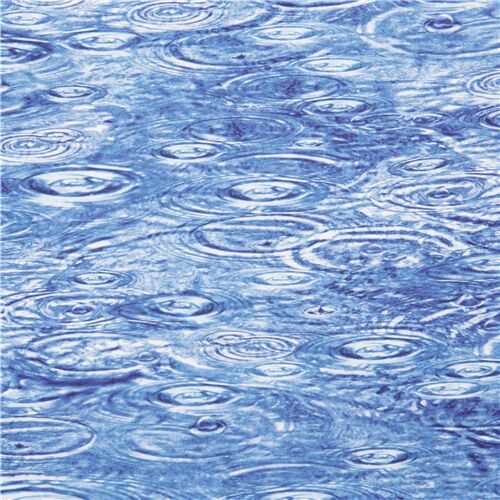 tessuto gocce d'acqua sfondo blu Quilting Treasures effetto cerchi d'acqua Tessuto