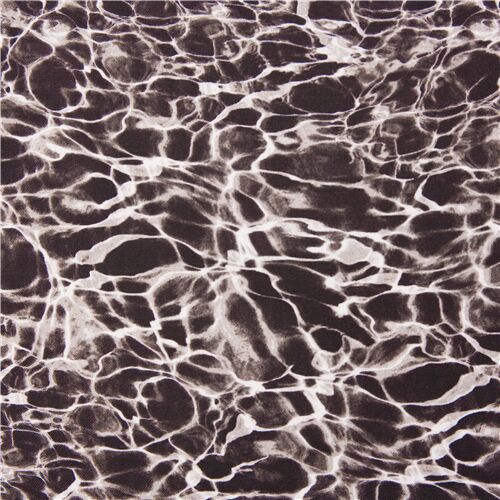 Tissu noir et gris motif de reflets de l'eau, effet piscine Tissu