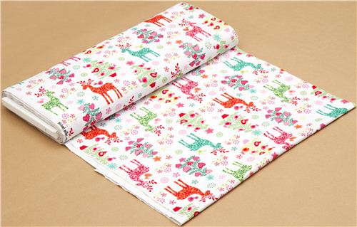 white Christmas fabric reindeer fir tree de Michael Miller 3