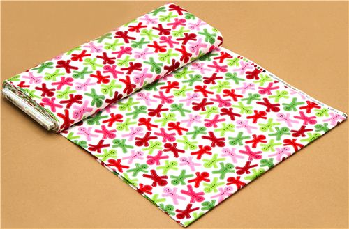 white Christmas fabric with gingerbread man Robert Kaufman 3