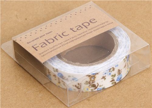 white Fabric Deco Tape with blue & yellow flowers 2