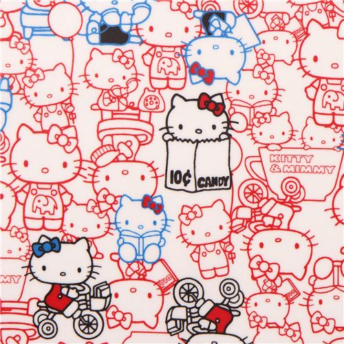 tessuto Oxford laminato bianco Hello Kitty Kitty e Mimmy Sanrio dal Giappone Tessuto