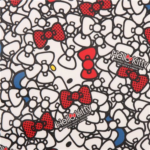 white Hello Kitty packed ribbon bow Sanrio laminate fabric from Japan Fabric