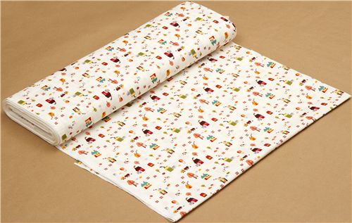 white Japanese animal fabric on the farm 3