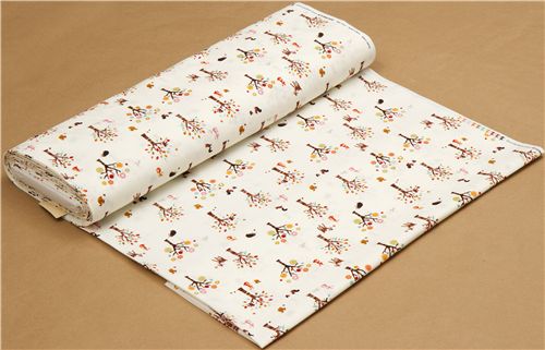 white Japanese animal fabric squirrel deer bunny 3