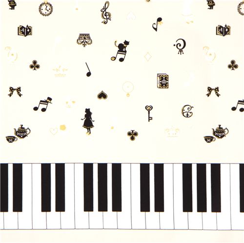 white Japanese fabric Alice in Wonderland piano 1