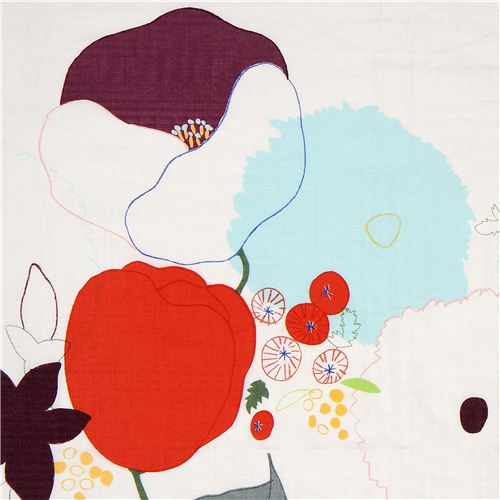 Tela de flores de gasa con flores grandes de Japón Tela