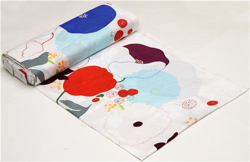 white nani IRO double gauze fabric with big flowers Japan 3