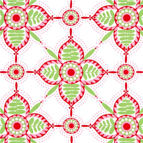 white Michael Miller Christmas fabric with flowers 1