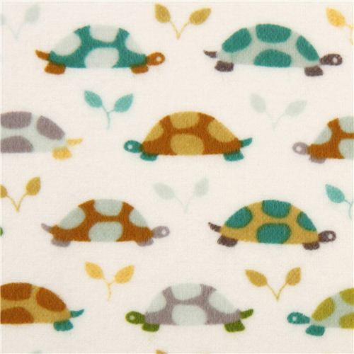 Franela blanca animales Michael Miller tortugas verdiazules Tela