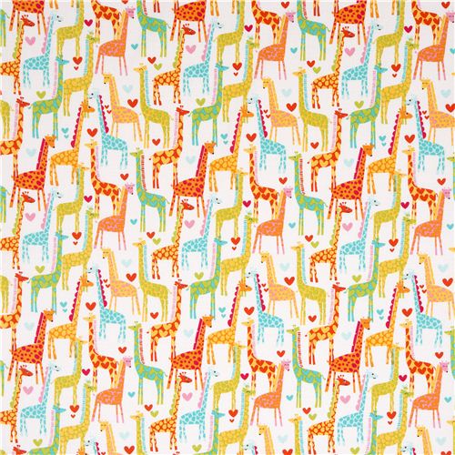 white Michael Miller fabric Giraffe Love heart 2