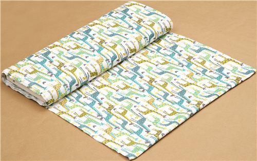 white Michael Miller fabric Giraffe Love heart turquoise 3