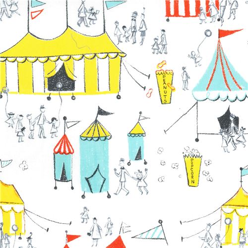 white Michael Miller fabric circus tent Carnival Fun Fabric