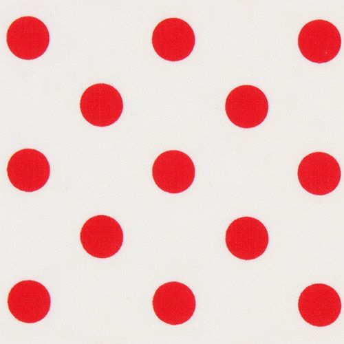 white Michael Miller fabric red polka dots 1