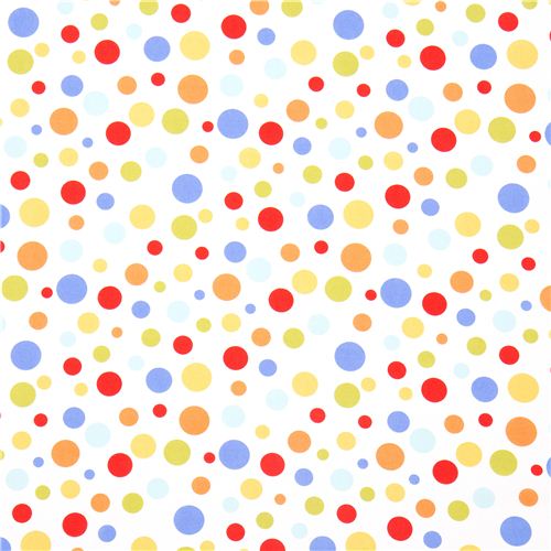 weißer Michael Miller Stoff mit bunten Polka Punkte 2