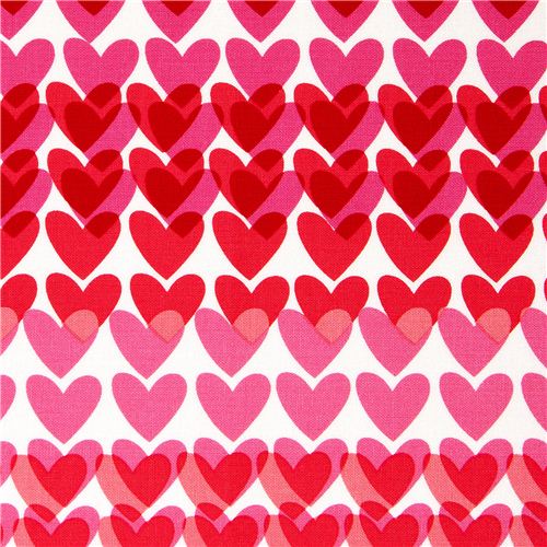 white Michael Miller fabric with pink hearts USA 1