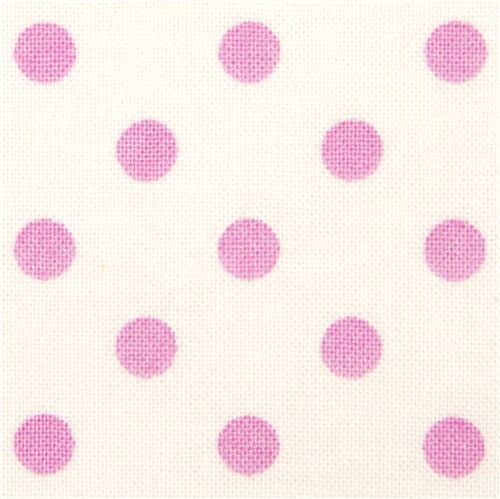 white Michael Miller fabric with rosa polka dots 1