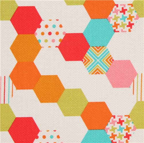 weißer Michael Miller Hexagon Stoff von Patty Young Stoff
