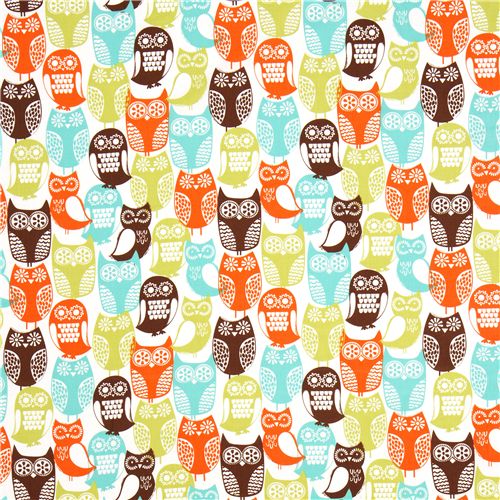 white Michael Miller owl fabric Swedish Owls 2