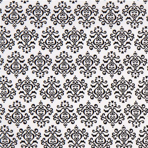 white Riley Blake fabric with black ornaments 2