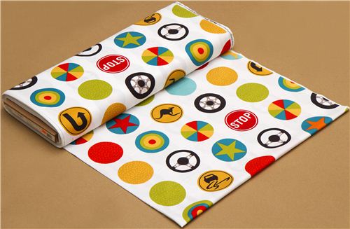 white Riley Blake fabric with traffic signs car 3
