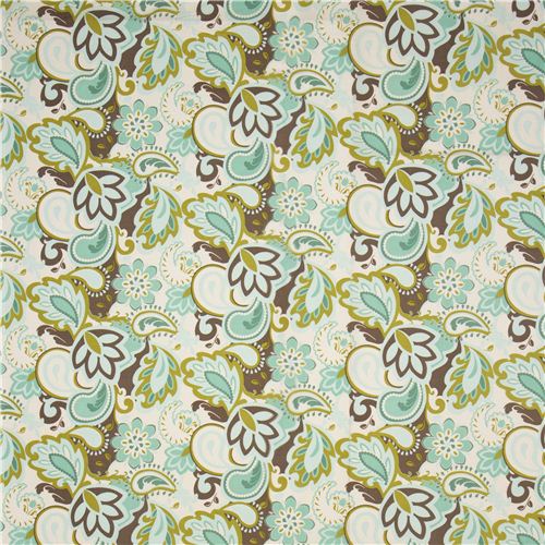 white Riley Blake fabric with turquoise flowers and Paisley 2