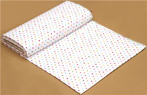 white Riley Blake flannel fabric with colourful dots 3