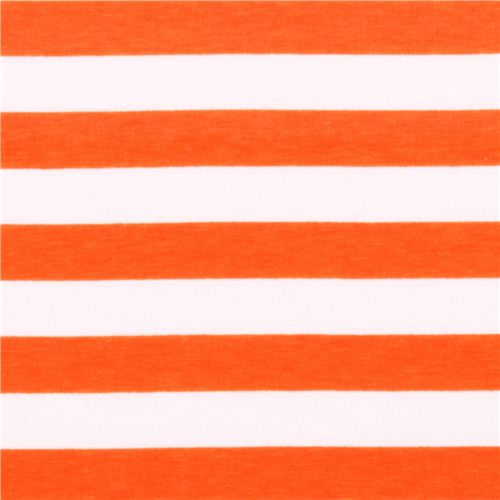 Tessuto in maglina bianco Riley Blake righe sottili arancio Tessuto