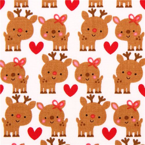 white Riley Blake reindeer Xmas fabric 'Santa Express' Fabric