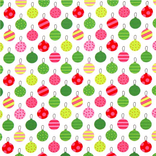 white Robert Kaufman Christmas fabric Christmas tree ball 2
