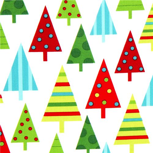 white Robert Kaufman Christmas fabric with fir tree 1