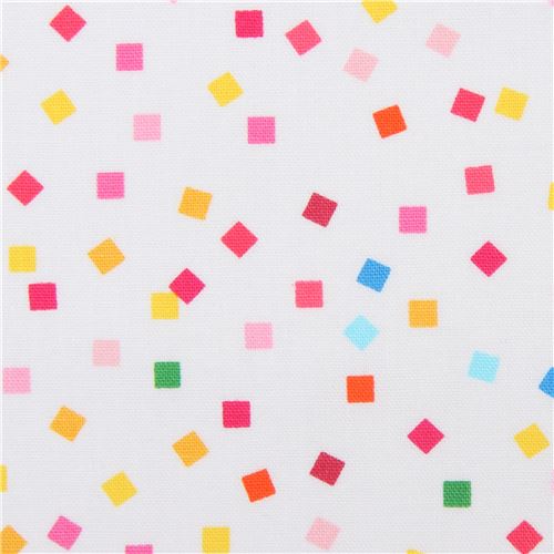 Weißer Stoff mit bunten Mini-Quadraten von Robert Kaufman Stoff