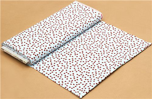 white Robert Kaufman organic fabric with brown and blue flowers 3