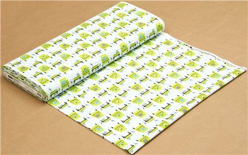 white Robert Kaufman fabric with green armchairs & birds 3