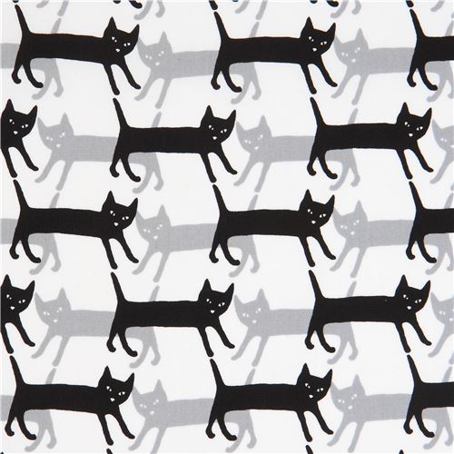 Tissu Robert Kaufman blanc avec des chats noirs et gris, Sevenberry Mini Prints Tissu