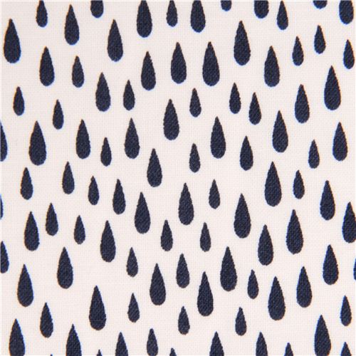 Tissu blanc avec des gouttes de pluie bleu marine par Robert Kaufman Tissu