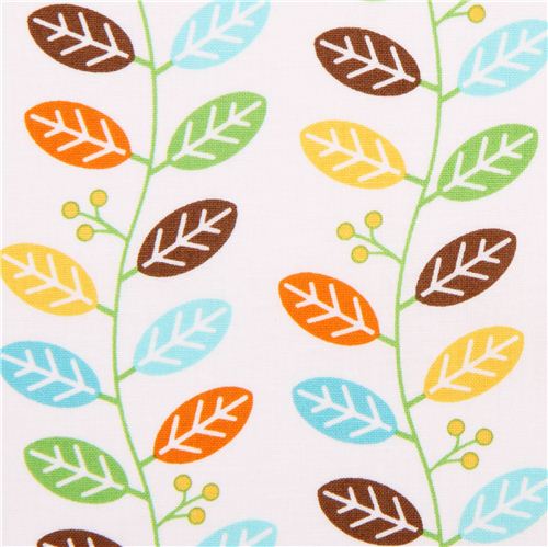 white Safari plant leaf fabric by Northcott Studio Fabric