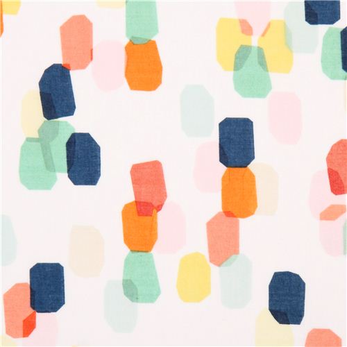 white 'Shine Bright' colorful bright spot Cloud 9 Voile organic cotton fabric Fabric