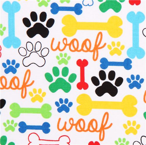 Bones & Paws Dog Woof Words Fabric
