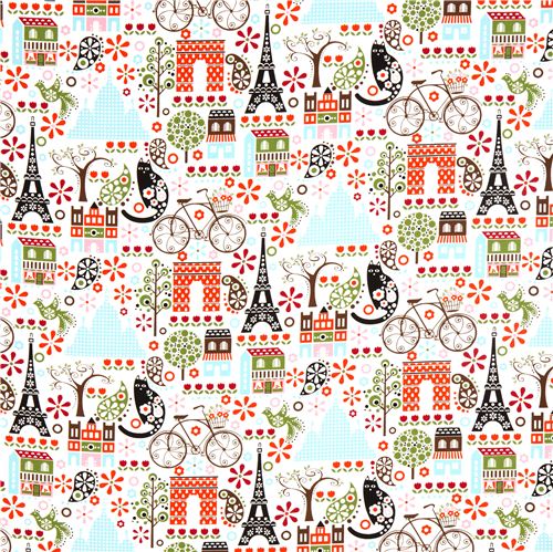 white Timeless Treasures fabric Paris Eiffel Tower  flower 2