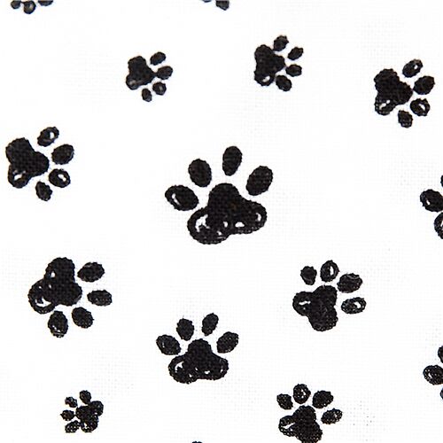 white Timeless Treasures fabric with cute small black paw prints Fabric