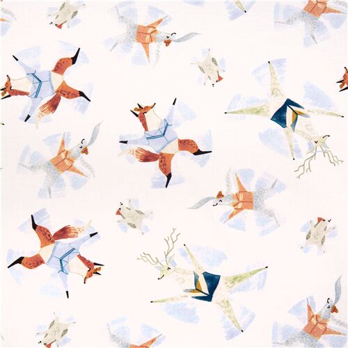 tessuto bianco USA animali foresta vintage maglioni angeli neve Tessuto