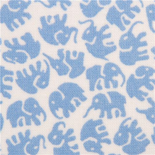 white animal fabric blue elephants by Michael Miller Fabric
