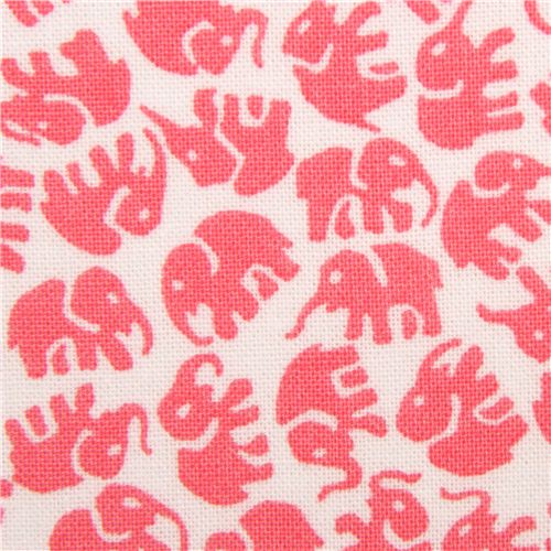 weißer Tierstoff rosa Elefanten von Michael Miller Stoff